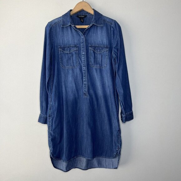 White House Black Market Dresses & Skirts - White House Black Market Denim Shirt Dress Sz 4 Jean Coastal Cowgirl